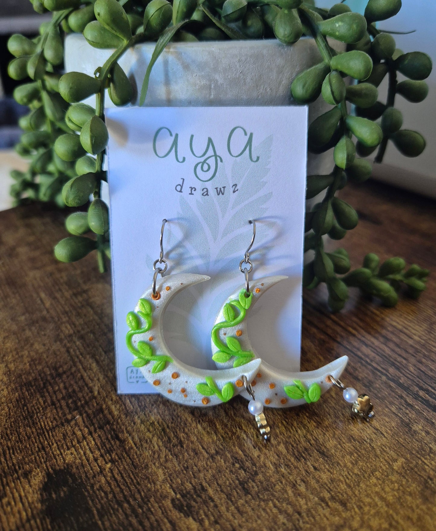 Clay Nature Moon Earrings