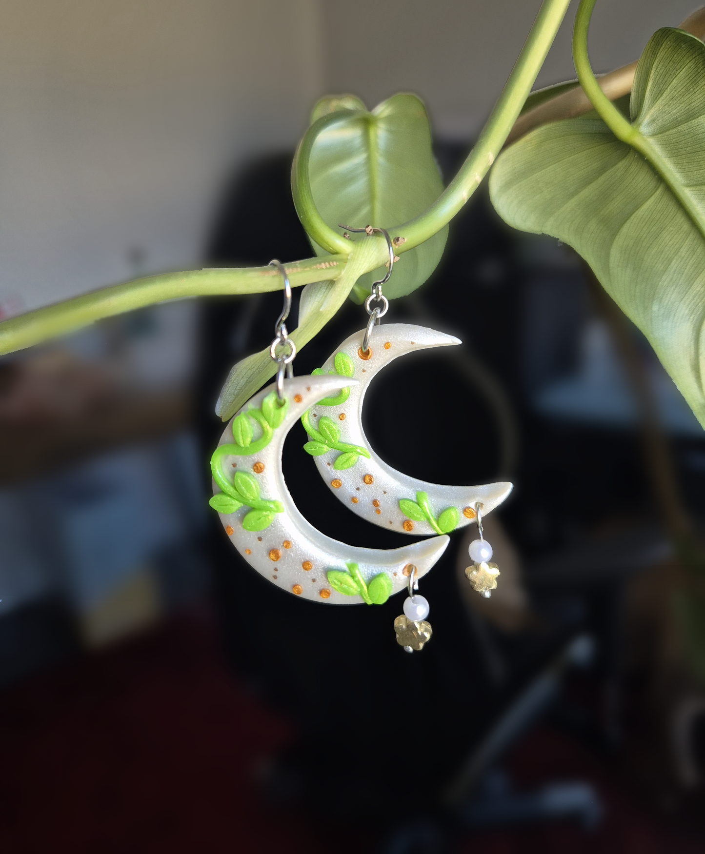 Clay Nature Moon Earrings