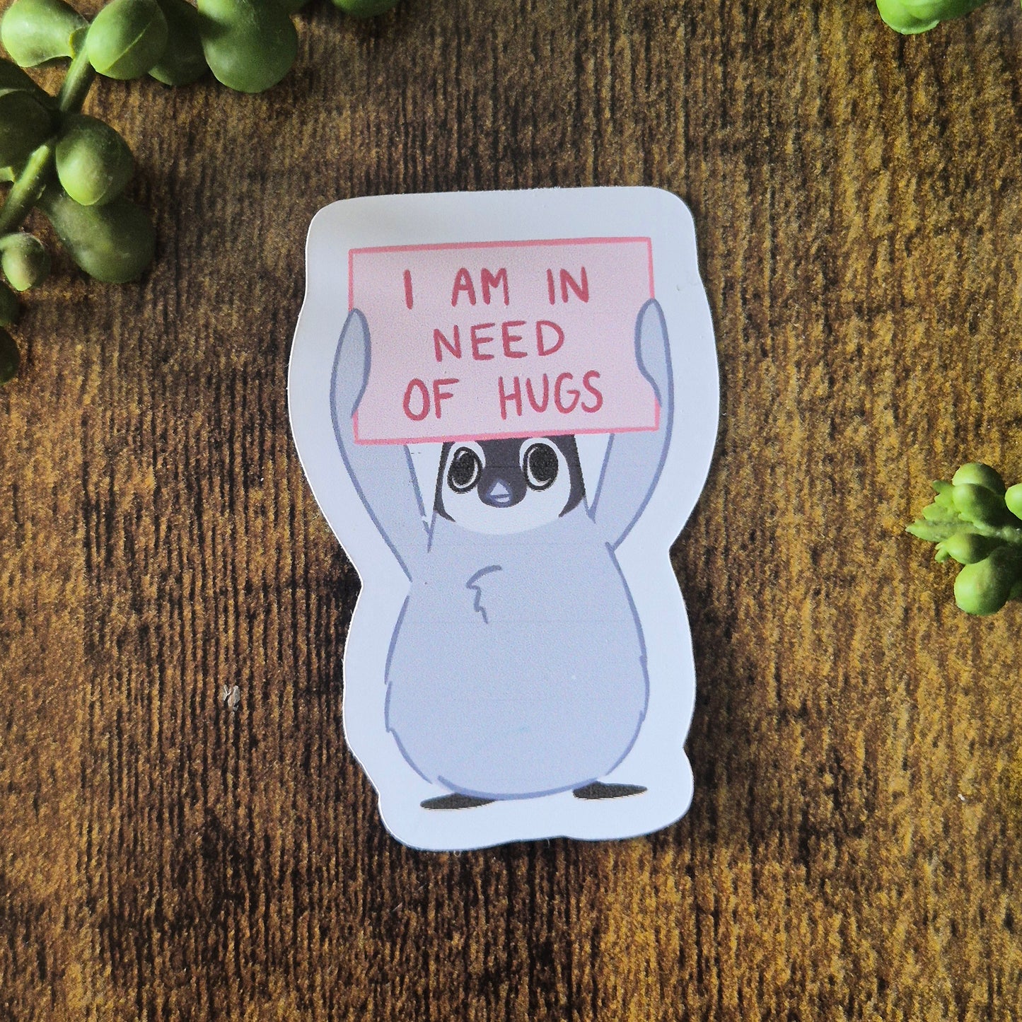 'I Need Hugs' Penguin Stickers