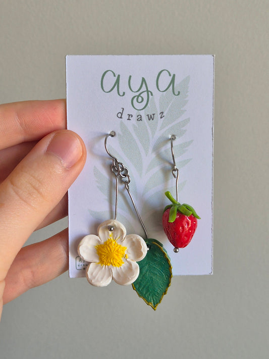 Clay Strawberry Blossom Earrings