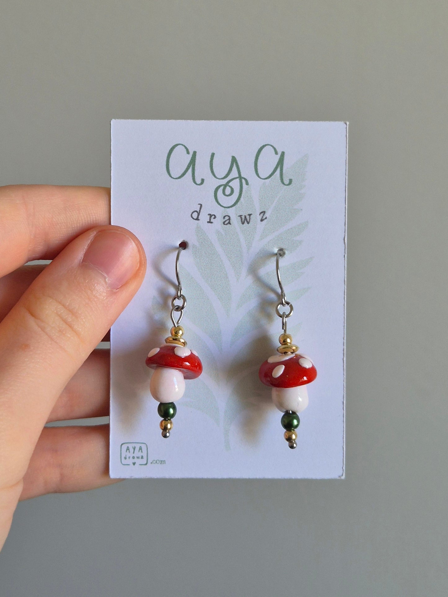 Clay Bead Mushroom Earrings