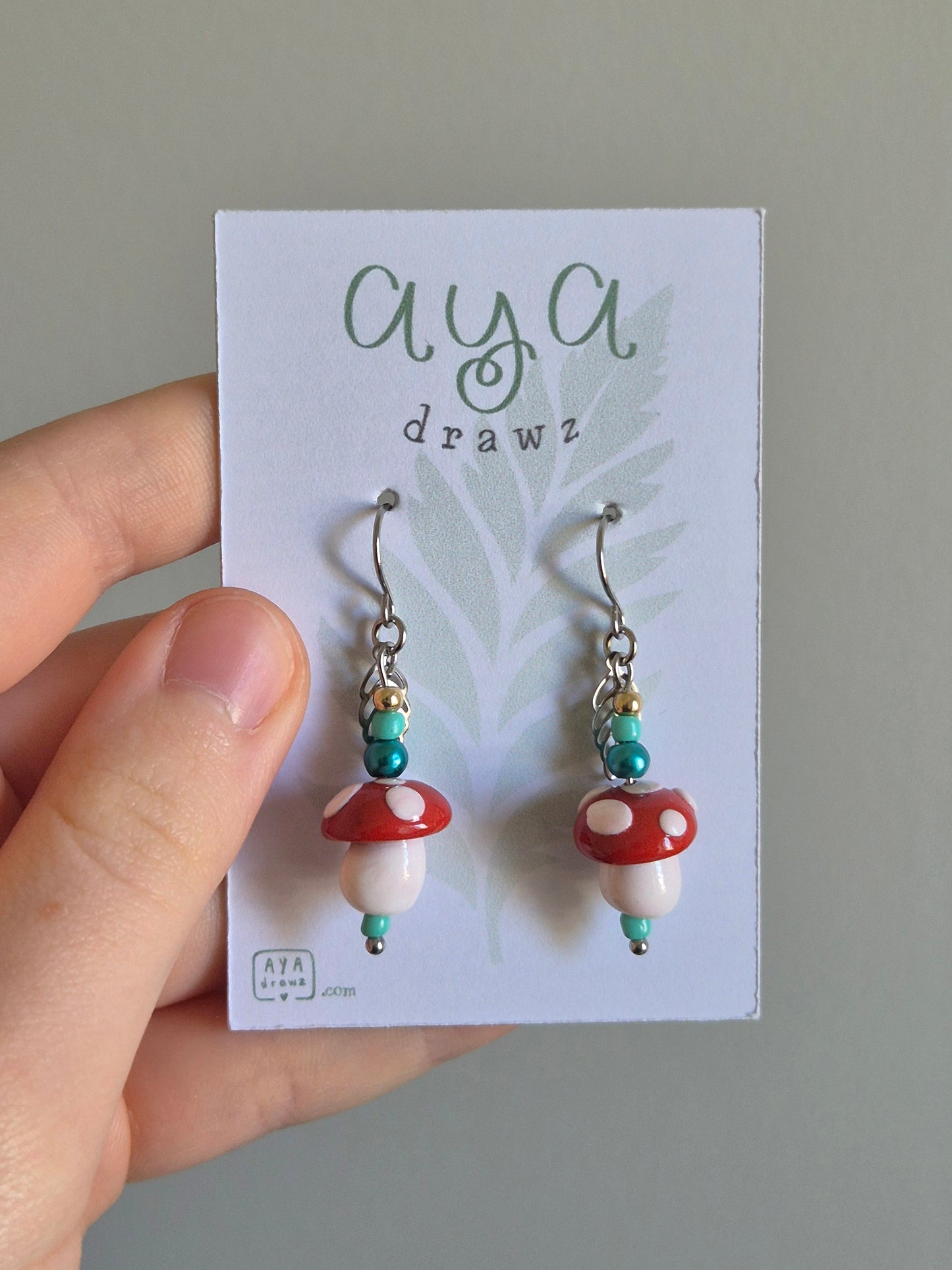 Clay Bead Mushroom Earrings