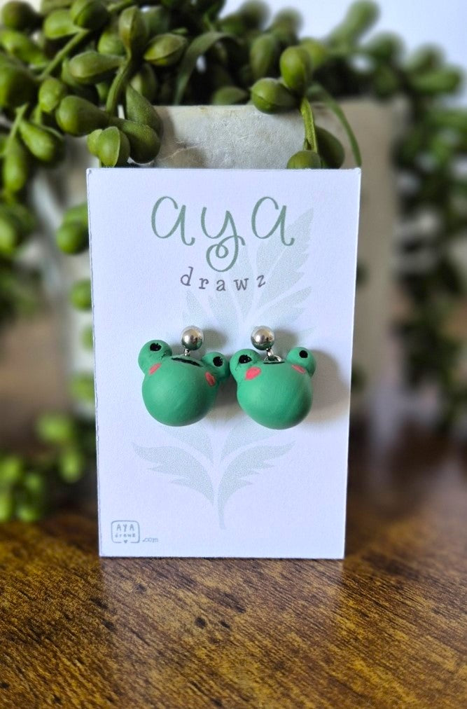 Clay Frog Earrings